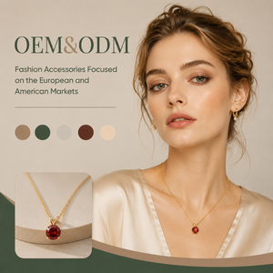 สร้อยคอจี้ห้อยประดับพลอยโกเมนทรงกลมชุบทอง 14K ขายส่งแบบ OEM ODM สำหรับผู้หญิง - Product Image 1