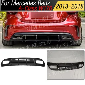 ลิ้นดิฟฟิวเซอร์กันชนหลังสำหรับ Mercedes Benz A-Class W176 ปี 2013-2018 ฝาครอบป้องกันสปอยเลอร์ อุปกรณ์เสริมคาร์บอนไฟเบอร์ - Product Image 1