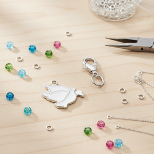 Pendentif Breloque Style Vintage Mm20x16 "DOVES" pour Fabrication de Bijoux DIY, en Alliage avec Pierre Précieuse et Sertissage à la Cannelure, pour Artisanat et Bijouterie - Product Image 3