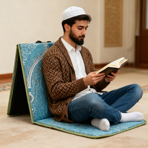 <span class=keywords><strong>Tapis</strong></span> <span class=keywords><strong>de</strong></span> <span class=keywords><strong>prière</strong></span> islamique ergonomique épais et <span class=keywords><strong>orthopédique</strong></span> pour couple, avec logo imprimé, à prix avantageux - Product Image 4