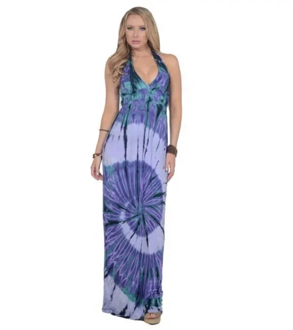 Hawaiano elegante mujer rayón diseñador hecho a mano vestido Maxi