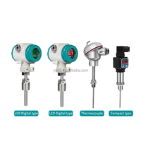 Sensor de Temperatura Industrial de Acero Inoxidable Pt100, Rosca Npt de 1/2 Pulgada, Transmisor de Temperatura de 4-20 mA con Pantalla Digital