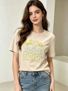 Cartoon Mickey <strong>Minnie</strong> Embroidery Crew Neck T Shirt Women Loose Short Sleeve Tee Soft Casual Daily Basic <strong>Top</strong> - Product Image 2