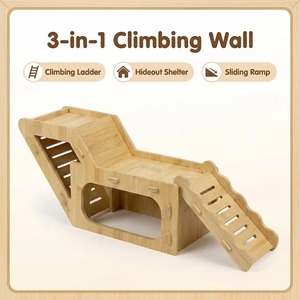 Casa para Hámster de Bambú, Impermeable, Resistente a Mordeduras, con Escalera y Escondite, Mueble para Mascotas Pequeñas - Product Image 5