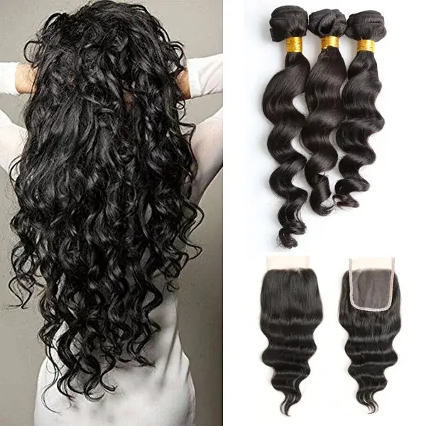 Rauwe Birmese Remy 15a Menselijk Haar Losse Golfbundel Human Hair Extensions Met Kanten Sluiting Voor Vrouwen Braziliaans Haar Weave