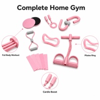 Set de Equipo de Pilates Rosa Directo de Fábrica al por Mayor con Bandas de Resistencia y Anillos Deslizantes para Yoga y Fitness en Casa