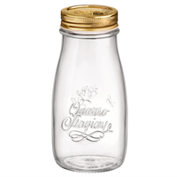 Bocal en verre et bouteille à boire 13,5 oz. Bouchon en métal doré réutilisable pour sérigraphie