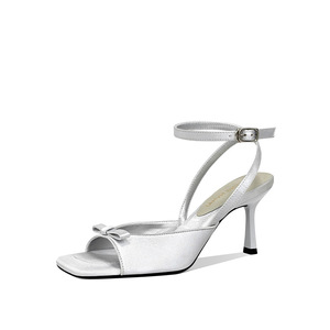 Sandales à talons hauts pour femmes, grande taille, à bout carré, avec nœud, style bouche <span class=keywords><strong>de</strong></span> poisson - Product Image 5