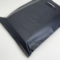 Sac de shopping en plastique LDPE recyclable personnalisé, debout, noir, plat, à quatre doigts, épaissi, pour vêtements, cadeaux, vente en gros