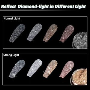 Poudre de paillettes pour ongles en diamant, 4 couleurs, réfléchissante, scintillante, style coréen, pigment en poudre pour vernis gel, paillettes pour nail art - Product Image 4