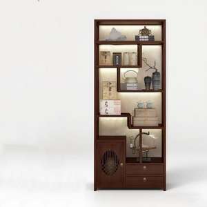 Vetrina Cinese Antica, Mobile da Esposizione Spesso per Parete di Fondo Sala da Tè, Mobile Bar e Divisorio Espositore Multiuso - Product Image 2