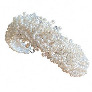 Thiết Kế Mới Màu Trắng Sang Trọng Headband Wedding Mũ Nón Ngọc Trai Cô Dâu Vương Miện - Product Image 6