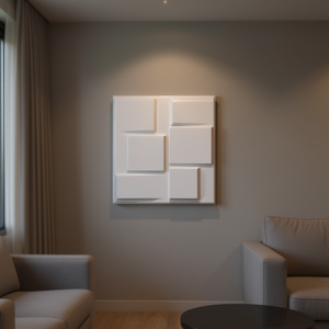 แผ่นผนังพีวีซี 3 มิติ รุ่นอีลิท ขนาด 500x500 มม. สีขาวด้าน สไตล์โมเดิร์นมินิมอล สำหรับตกแต่งภายใน ป้องกันเสียง - Product Image 2