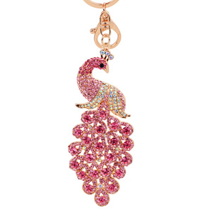 Rhinestone con công chim Keychain kim loại lấp lánh pha lê Keyring Mặt dây chuyền móc chìa khóa động vật trong một hộp cho túi ví ví túi xách - Product Image 5