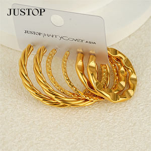 Aros de moda OEM/OEM, impermeables, de acero inoxidable, chapados en oro, hipoalergénicos, proveedor de joyería de moda, pendientes de moda para mujer - Product Image 2