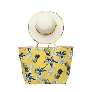 Wholesale Tropical Shopping Handbag Custom Pattern Canvas Tote Women Summer Beach Weekender Bags