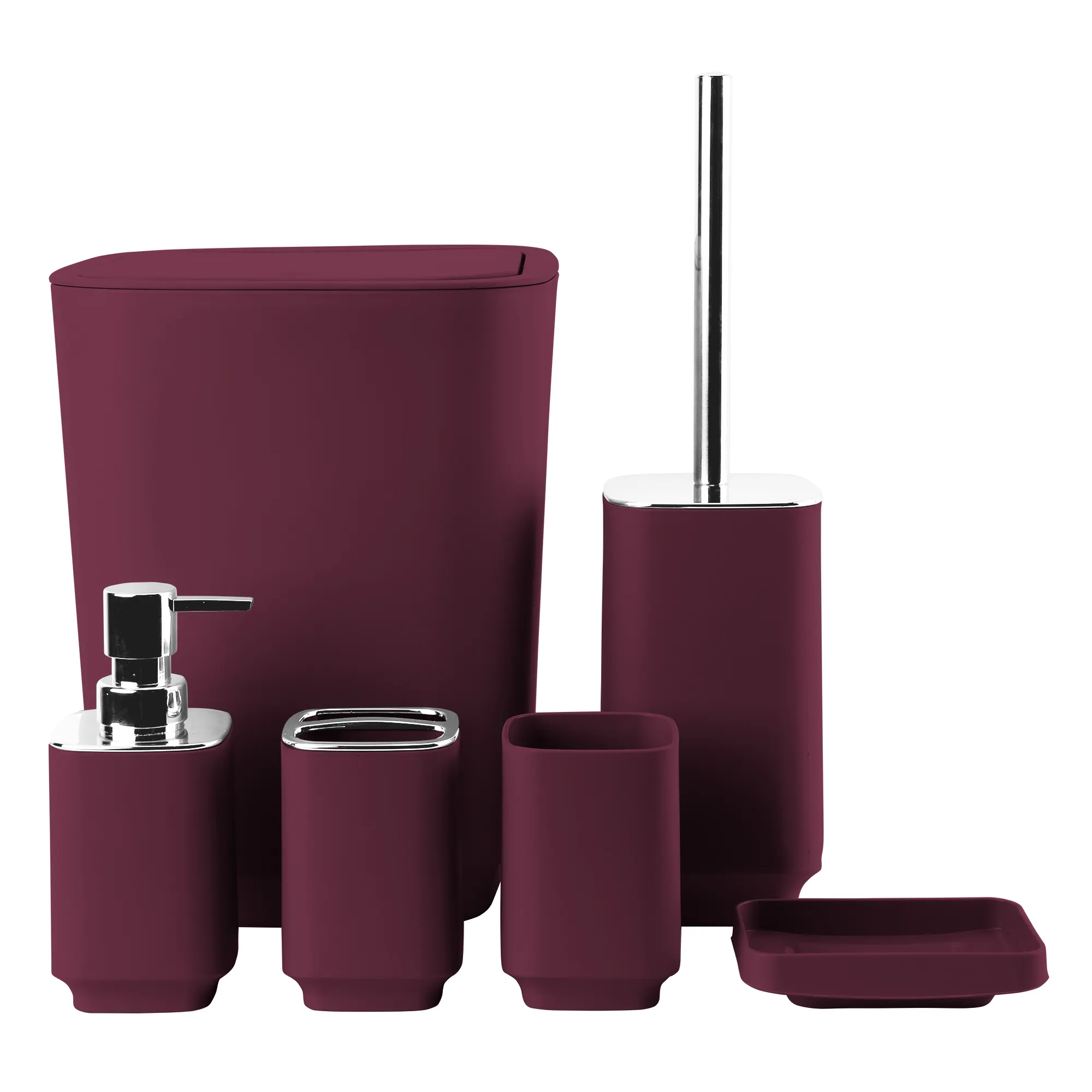 Odm Elegante 6-delige Set Wasbeker Badkamer Accessoires Set Kleur Polyresin Voor Familie Toilet Aangepaste Plastic Vuilniszak Oem