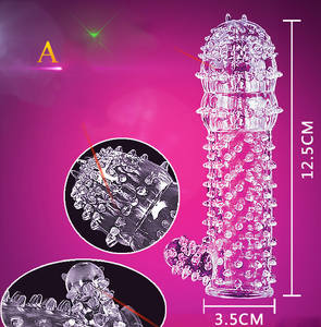 Anillo Extensor de Pene de Goma Elástica de Alta Calidad, Funda Transparente con Púas y Cristales <span class=keywords><strong>para</strong></span> <span class=keywords><strong>Hombre</strong></span> - Product Image 3