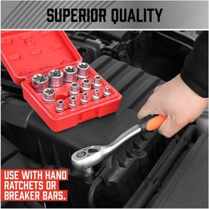 ชุดบิตซ็อกเก็ตหัวดาว E Torx แบบตัวเมีย 14 ชิ้น/ชุด ทำจากเหล็กโครเมียมวานาเดียม ขนาด E4 - <span class=keywords><strong>E24</strong></span> ชุดเครื่องมือซ่อม ชุดเครื่องมือช่าง ปลอกบิต - Product Image 2
