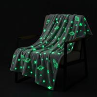 Manta Luminosa de Felpa, Brilla en la Oscuridad, Regalo, Manta para Sofá con Diseño de Estrellas y Luna, Mantas Luminosas Personalizadas para Niños para el Invierno