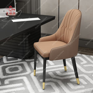 थोक सुरुचिपूर्ण डिजाइन डबल रंग चमड़े की कुर्सी इनडोर रेस्तरां की कुर्सियां धातु पैर के साथ पु चमड़े की कुर्सी - Product Image 6