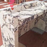 Table de réception en marbre cannelé Calcatta Viola pour salon de beauté, design personnalisé, bureau de réception en marbre cannelé pour spa