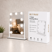 Miroir de Maquillage Lumineux avec Haut-Parleur Bluetooth, Base Large, Intensité Réglable par Touche, Rechargeable Type-C, Cadeau Hôtelier, Miroir de Coiffeuse, Marque Privée