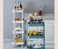 Chariot de rangement mobile moderne à 3 niveaux avec paniers en maille, étagère mobile, chariot utilitaire de cuisine en métal, fin et compact, vente en gros