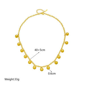 Gold Titanium Steel Chain Bead Pendant Necklace Ball Shape Geometric Design Party Fashion Jewelry Zinc Alloy Material - Product Image 4