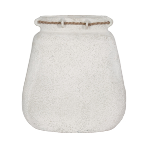 Vaso per Fiori in Ceramica Largo con Dettagli in Juta per Arredamento Soggiorno e Casa - Product Image 5