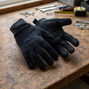 Gants de sécurité noirs en PU avec bouts des doigts texturés, poignet élastique, antidérapants, usage général, épaisseur 4 mil, 10 pouces, sans latex - Product Image 2