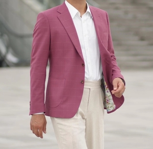 <span class=keywords><strong>Costume</strong></span> à carreaux <span class=keywords><strong>rose</strong></span> personnalisé à simple boutonnage pour hommes de haute qualité ensemble de <span class=keywords><strong>costume</strong></span> de mariage décontracté et à la mode - Product Image 3