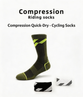 Chaussettes de cyclisme à compression à séchage rapide, chaussettes de sport respirantes mi-mollet avec coussinets ciblés, absorbant les chocs pour le vélo et la randonnée, unisexe