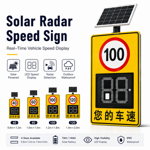 Panneau de signalisation de vitesse radar à énergie solaire, affichage LED de la vitesse des véhicules, panneau d'avertissement routier IP65 pour la sécurité routière - Product Image 1