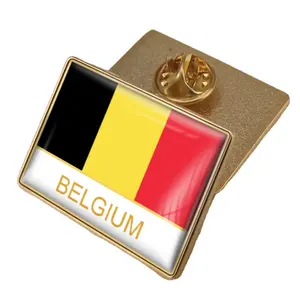 Belgium Flag Crystal Epoxy Badge Pin World Flag Pins