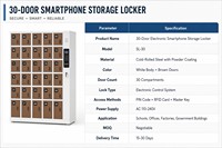 Casier de rangement pour smartphones à 30 compartiments, accès électronique par code PIN et RFID, casiers en acier pour école et bureau