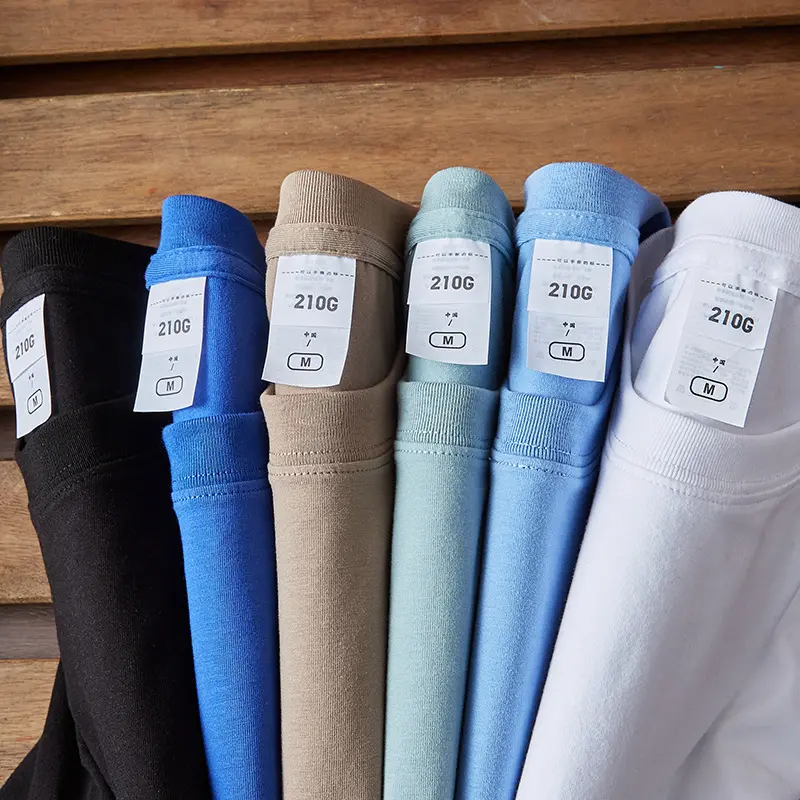 高品質カップル210gsmメンズクラインブルーカジュアルシャツアイスシルクコットンラウンドネック半袖Tシャツカスタム印刷