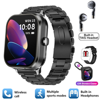 Montre connectée D8 Pro 2-en-1 avec écouteurs TWS, appels Bluetooth, NFC, étanche IP67, écran HD 2,01 pouces, moniteur de fréquence cardiaque, suivi sportif et de forme physique