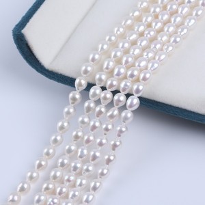 Perlas de Agua Dulce Blancas de Zhuji de 5-6 mm, Forma de Arroz, para Fabricación de Joyería, Collares y Pulseras - Product Image 3