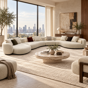 Sofá Seccional Curvo de Lujo Moderno, Sofá Modular de Tela Bouclé, Muebles de Sala de Estar Estilo Italiano - Product Image 2