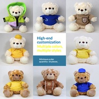 Ours en peluche personnalisé sur le thème de la remise des diplômes, en velours, sur commande pour les événements d'entreprise et scolaires ; logo et texte peuvent être ajoutés