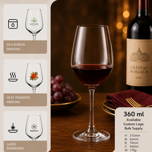 Verres à <span class=keywords><strong>vin</strong></span> <span class=keywords><strong>rouge</strong></span> en gros à long pied, design moderne et minimaliste, capacité 360 ml, coupe à froid, sans plomb, coffret cadeau - Product Image 1