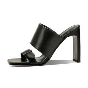 Sandali Donna Sexy con <span class=keywords><strong>Tacco</strong></span> Alto e Punta Quadrata, Neri, con Cinturino e Fibbia, Antiscivolo, Vendita all'Ingrosso - Product Image 3