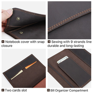 Couverture de carnet A5 en cuir tanné végétal fait main avec rabat, pochette portefeuille personnalisable pour livre - Product Image 5