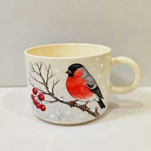 Mug à café en céramique personnalisé peint à la main avec un pinson - Cadeau de vacances personnalisé - Product Image 4