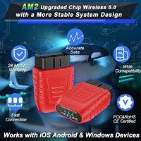 Escáner Automotriz BT5.0 OBD2 ELM327 V1.5 de Plástico Lector Analizador y Herramienta de Diagnóstico de Códigos de Motor para Coches Desde 1996 (Rojo)