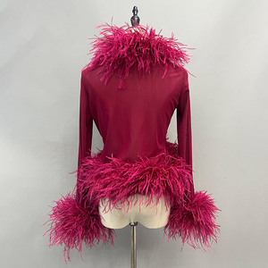 Trendy Fashion Spring <strong>Tops</strong> Girls Party <strong>Tops</strong> Custom Make Women Ostrich <strong>Feather</strong> <strong>Top</strong> - Product Image 4