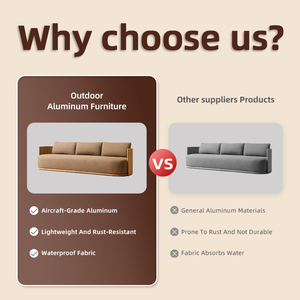 Canapé d'extérieur en teck naturel avec coussin en mousse réticulée à séchage rapide et tissu imperméable pour villas, hôtels, terrasses et salons de toit - Product Image 3