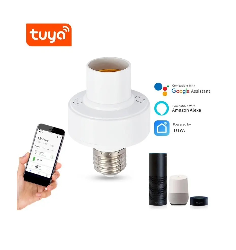 Smart WiFi Bulb Socket E27 Light Bulb Adapter Wireless Intelligent Control Lamp Holder Compatible with Alexa APP Remote