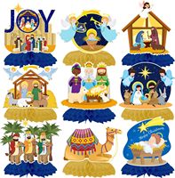 9 Centros de Mesa de Panal de Abeja con Diseño de Natividad, Decoraciones Religiosas para Fiestas de Navidad, Centros de Mesa de Natividad de Jesús para Cumpleaños